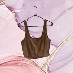 Brown velvet crop top